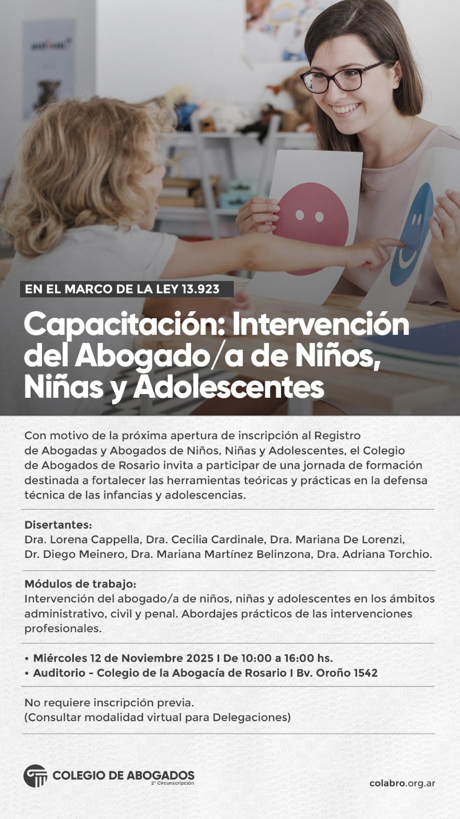 Capacitación: Intervención del Abogado/a de Niños, Niñas y Adolescentes - 12/11/2025